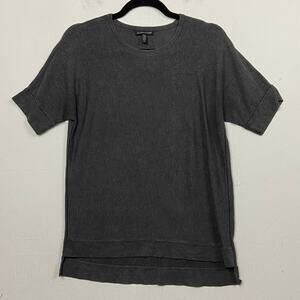 Eileen Fisher Women's Gray Short Sleeve Knit Pullover Top Small Minimalist